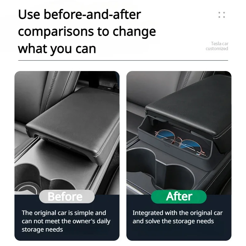 3歳テスラモデル用アームレスト収納ボックス,センターコントロール,シリコン,メガネケース,鍵,サングラス,車の装飾アクセサリー