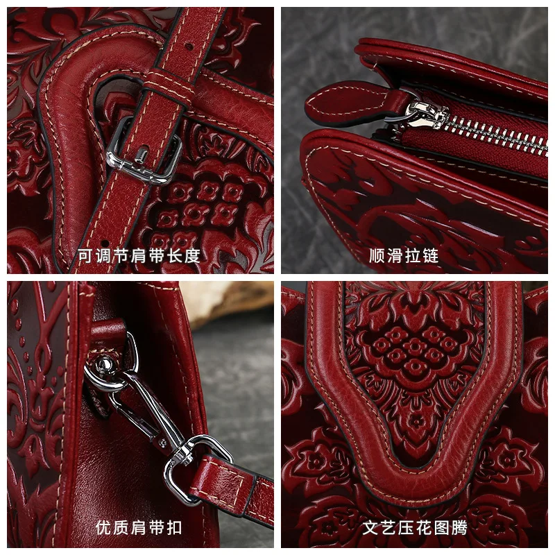 حقيبة كروس من الجلد الطبيعي على شكل زهور للنساء من الطبقة الأولى من جلد البقر حقيبة يد عصرية للسيدات من جلد البقر أو حقيبة كتف أو حبال