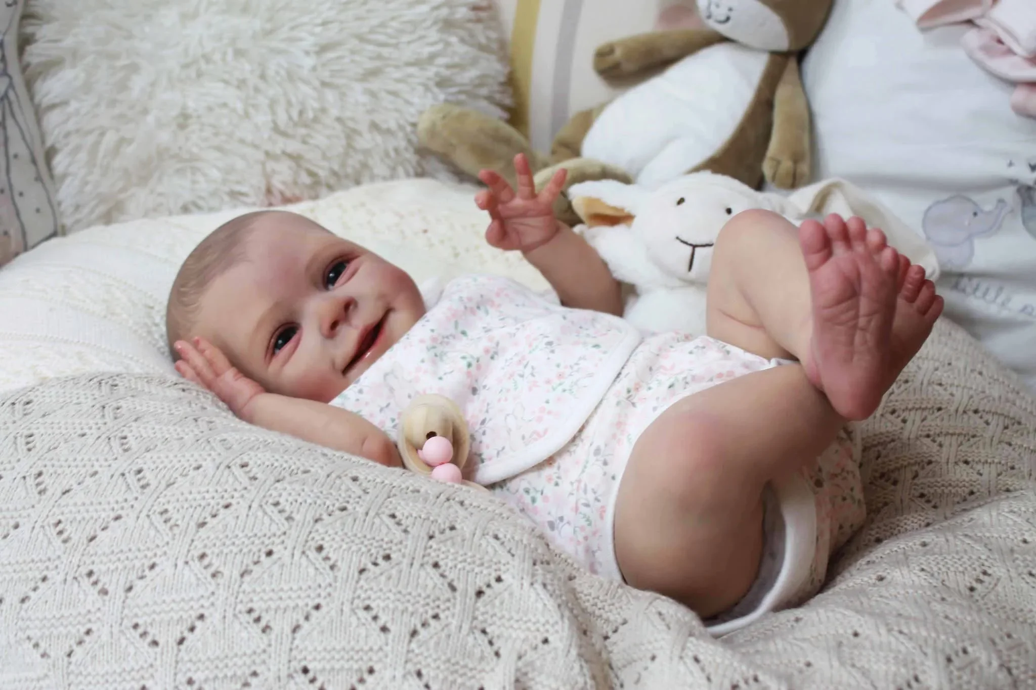 NPK 19'' Newborn Baby Sebastian Reborn Doll  Handmade 3D Skin Visible Veins with Hand Drawn Hair Collectible Art Doll