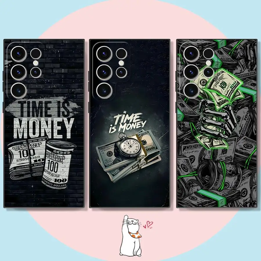 Funda Phone Cover Case for Samsung Galaxy S26 S24 Plus S10 S9 S21 FE S23 S25 Ultra S20 Note 20 Ultra 8 9 10 Time Is Money