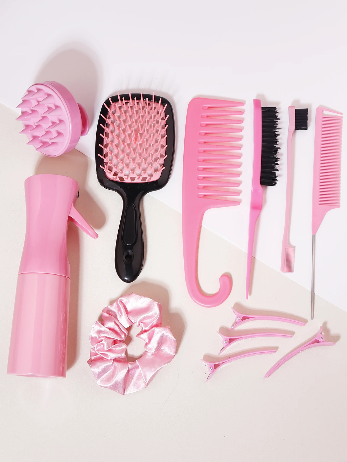 12pcs hairstyle comb set pointed tail comb hair spray bottle hair loop weaving tool shampoo brush Special for real hair wigs