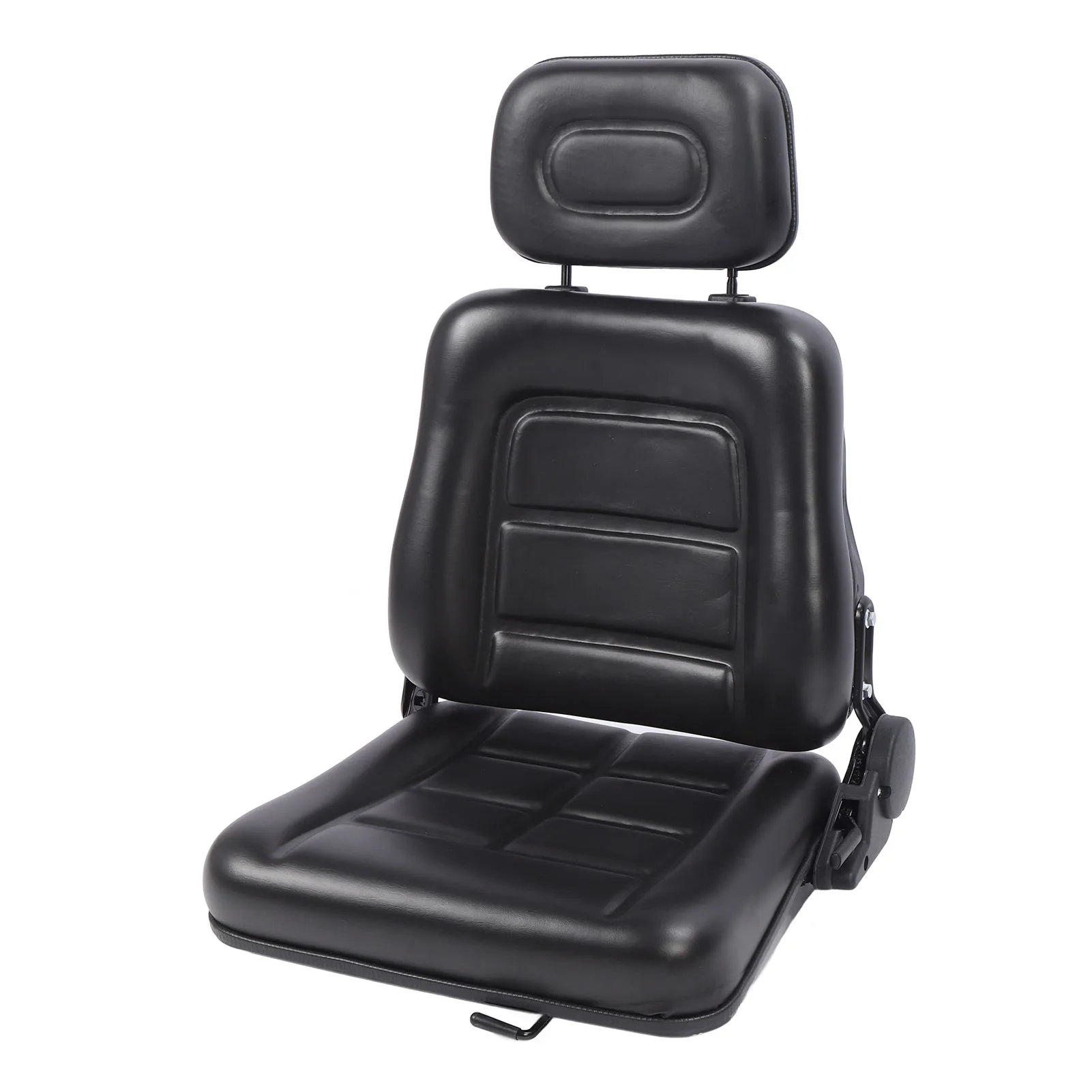 

Сиденье для трактора Сиденье для вилочного погрузчика из ПВХ, удобная защита от царапин, черное с регулировкой и направляющей для косилки