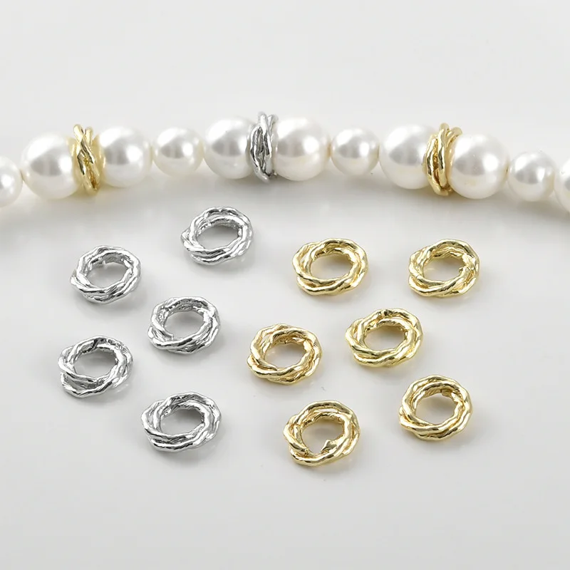 

5pcs Copper Gold-plated Bamboo Wire-wound Circle Spacer Beads Accessories Diy Pearl Bracelet Necklace Jewelry Making Materials