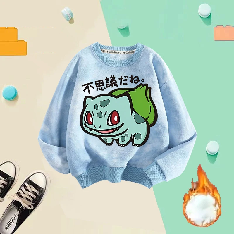 NEUER Pokémon Kinder-Fleece-Hoodie, Jungen- und Mädchen-Sweatshirt, Pullover, Anime-Cartoon, lange Ärmel, Herbst- und Winterkleidung, Baby-Oberteile – Detail 6