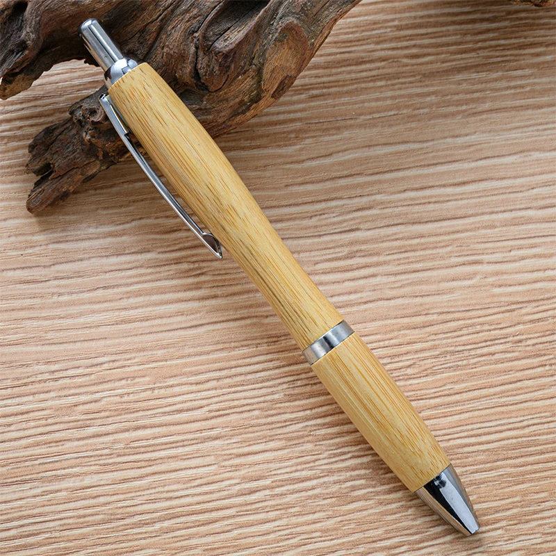 New Creative Gourd Shape Bamboo Wood Pen 1.0mm Bullet Tip Student Writing Business Signature Office Stationery School Supplies