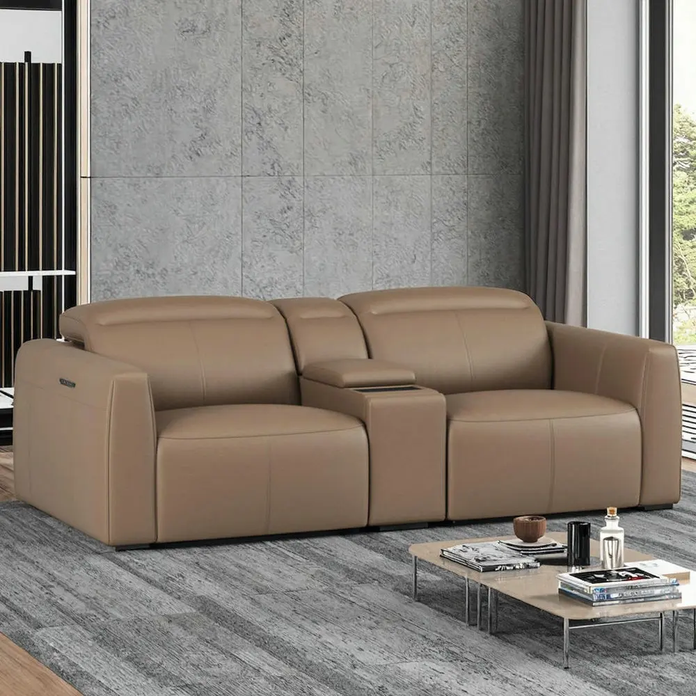 #I Shape Modular Genuine Leather Modern Sectional Dual Electric Recliner Sofa Set Eco-Friendly Living Hotel