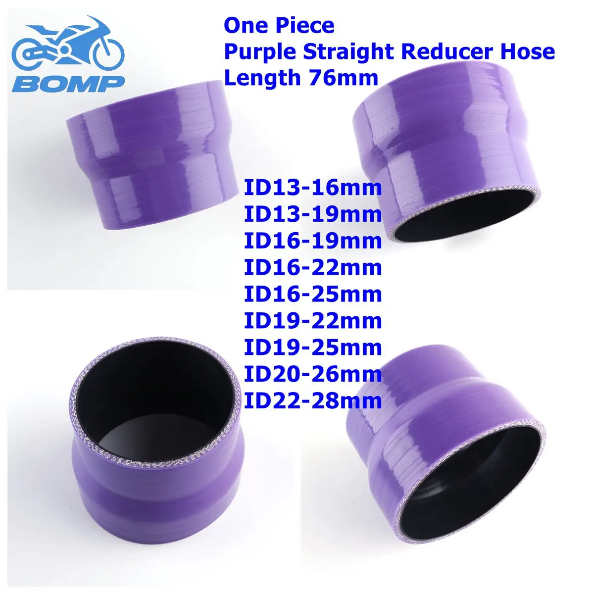 

Purple 1PC 76mm Length Straight Reducer Pipe ID 13mm 16mm 19mm 22mm 25mm 26mm 38mm General Coolant Intercooler Silicone Hose