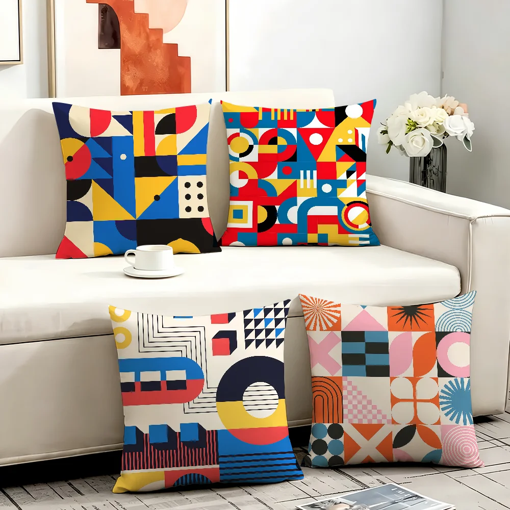 Art Abstract Bauhaus cushion cover Anti-dustmite Sofa Cushion Decorative Office Cover Lounge Area Indoor & Outdoor Use