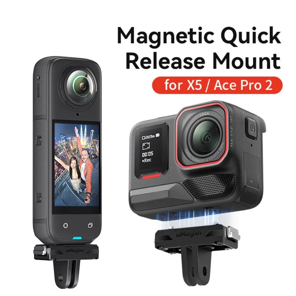 الإفراج السريع المغناطيسي محول تركيب 1/4 المسمار دائم جبل قوس ABS خفيفة الوزن قاعدة محول ل Insta360 X5/Ace Pro 2/Ace