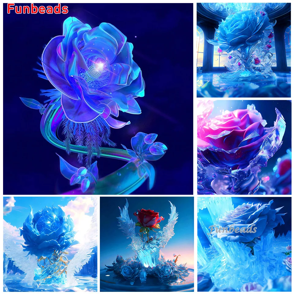 DIY Diamond Painting Full Square/Round Diamond Embroidery Icebound Rose Rhinestone Mosaic Decor Picture Cross Stitch Kit GG378