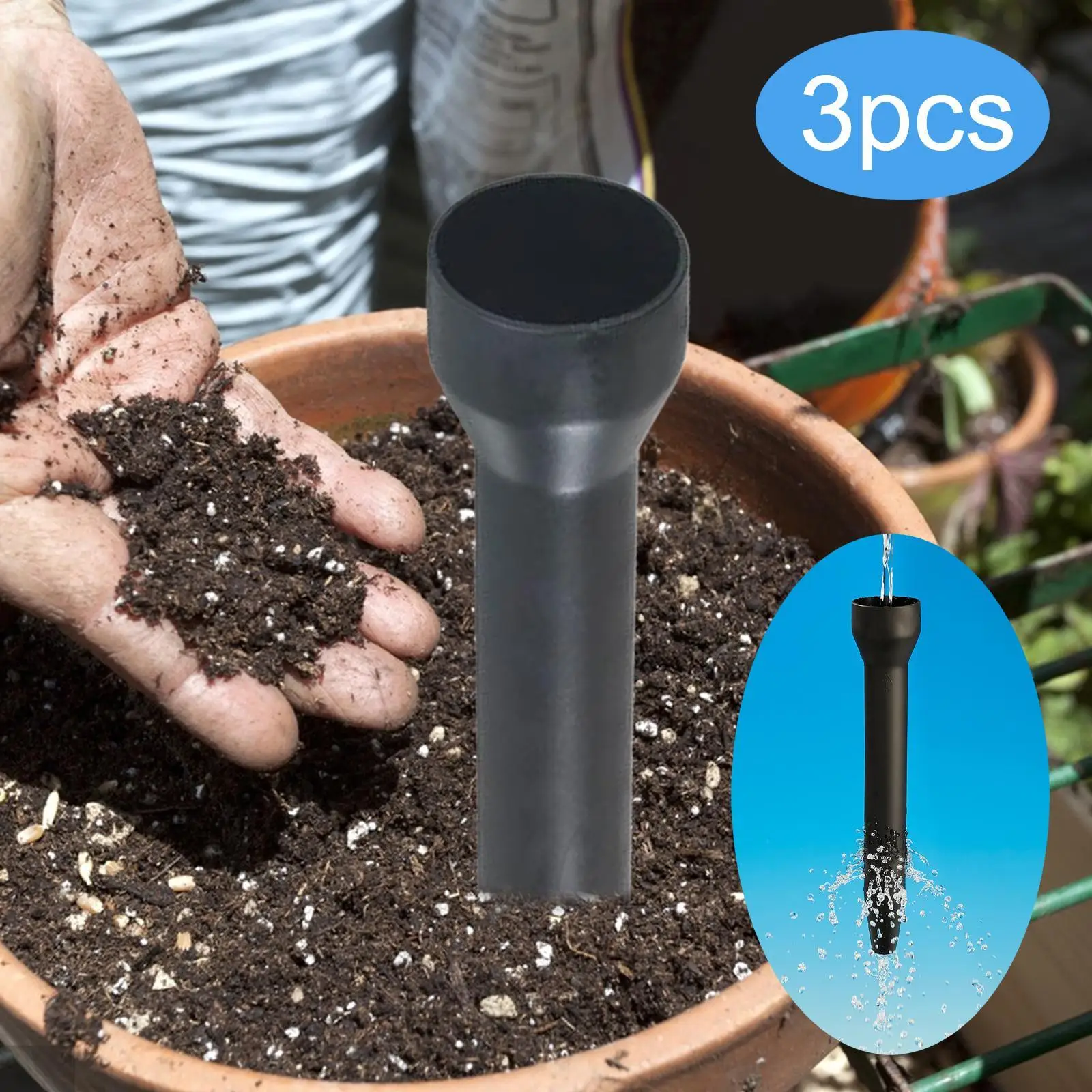 

3x Deep Drip Irrigation Stakes Roots Watering and Fertilizing Spikes, Reusable