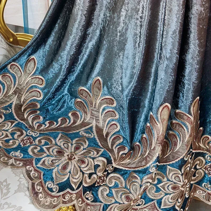 

Modern European Style Curtains for Living Dining Room Bedroom Luxury Restaurant Embroidered Blackout Curtains Customize