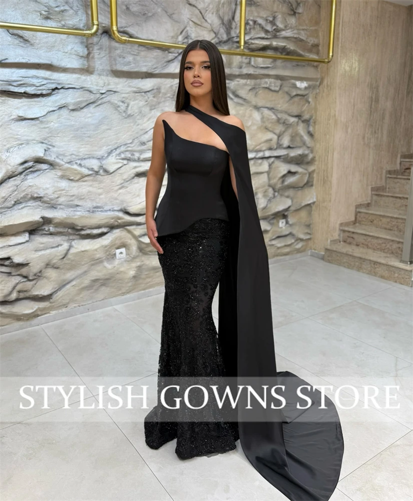 섹시한 스트랩리스 백리스 스팽글 메쉬 블랙 맥시 롱 투피스 스커트 밴디지 세트 2025 셀러브리티 디자이너 여성 세트