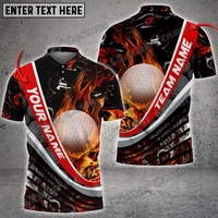 Golf Flaming Magma Multicolor Option Customized Name 3D All Over Printed Men's Polo Shirt Summer Unisex Casual Polo shirt WK260