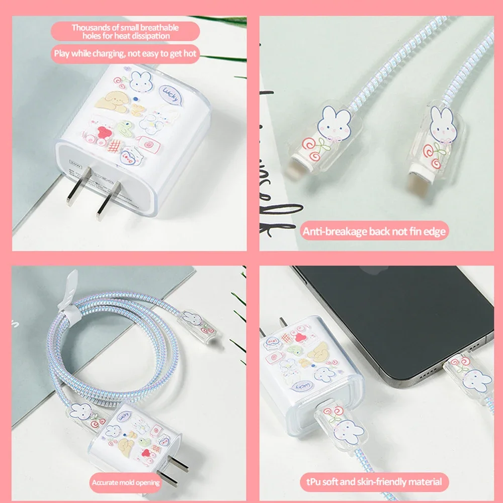 Charger Protector for Apple 18W/20W US Adapter Charger Cable Organizer Bites Wrap Anti-bite Line Cord Winding Wire Soft Cover