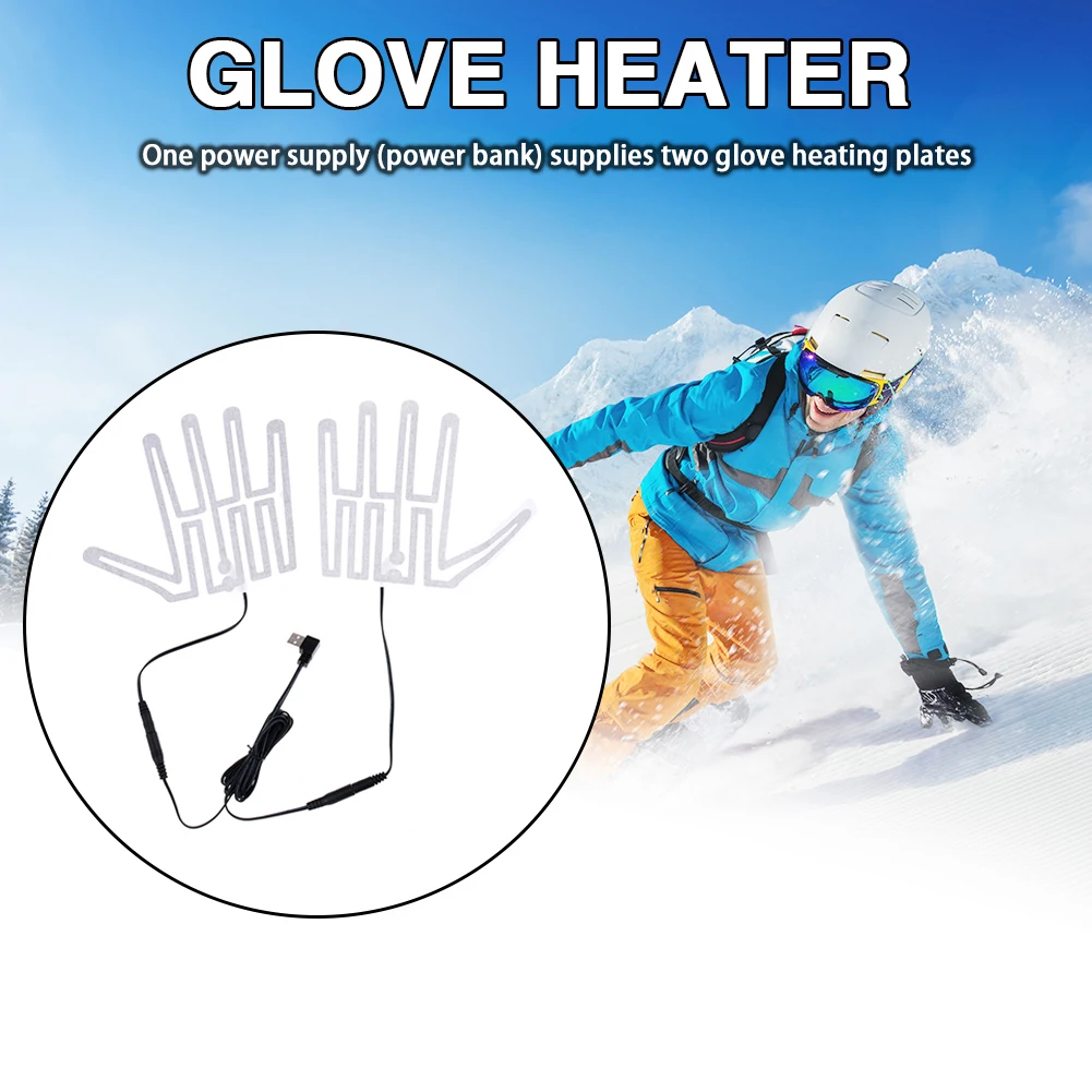 

1 Pair Glove Heating Pad Carbon Fiber 5V Five-Finger Gloves Heating Pad Thermal Insulation for Outdoor Skiing