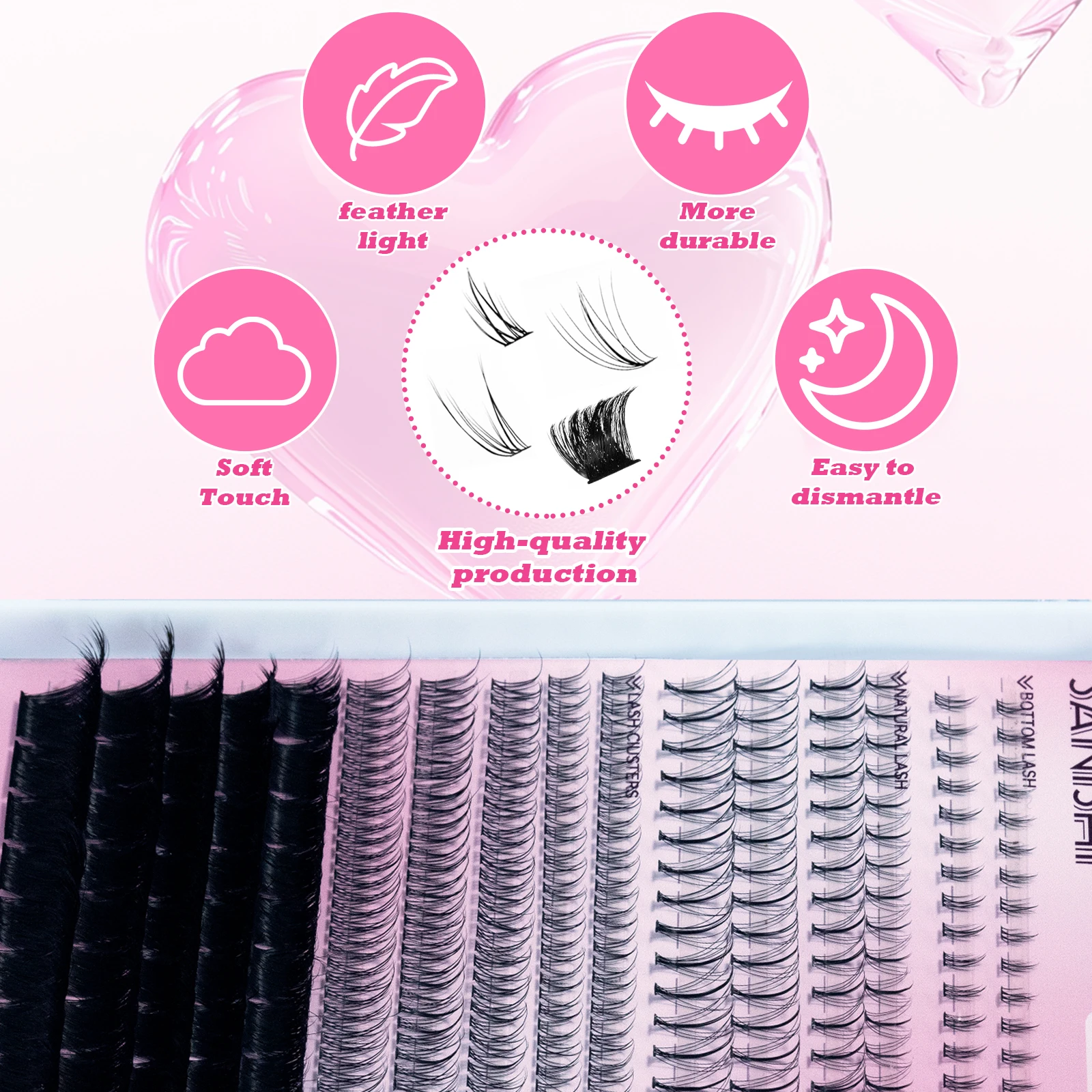 Sanishi DIY Lashes Extension Kit 380 PCS Clusters Individual Lash Extensions Bond And Seal Lash Glue Remover And Lash Tweezer