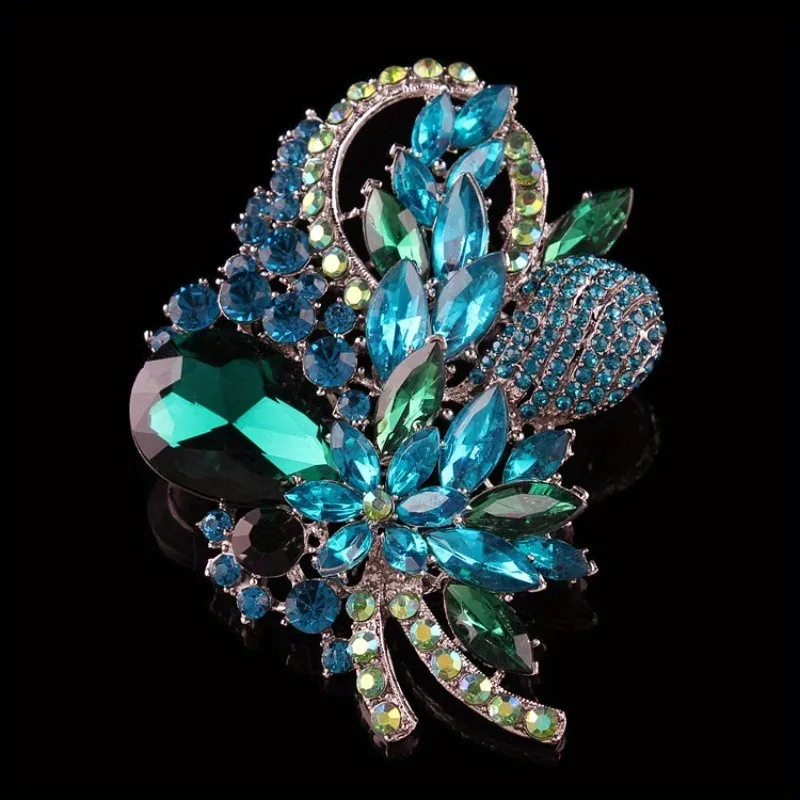 Moda femenina Vintage Brillante Strass Requintado Broches Pinos de gama alta Cristal Senhora Terno Casaco emblemas ramilletes
