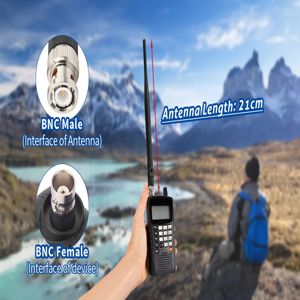 Eightwood 433MHz doble banda omnidireccional UHF VHF BNC antena aérea masculina para Alinco Icom Uniden escáner receptor Ham Radio