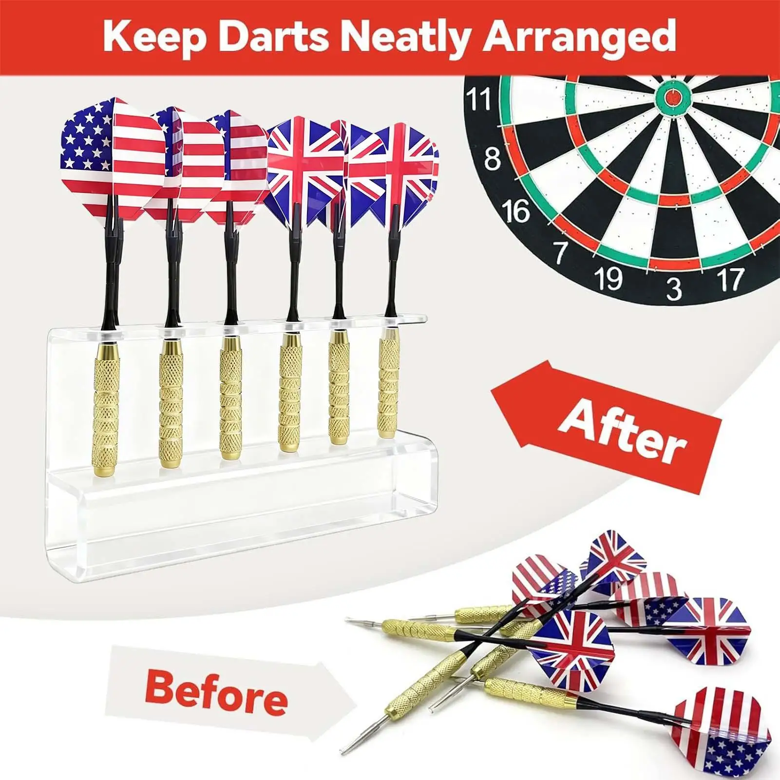 

Dart Holder Acrylic Multi-Capacity Storage Organizer Wall Mounted Dart Display Stand For Indoor Outdoor Game Rooms Studios