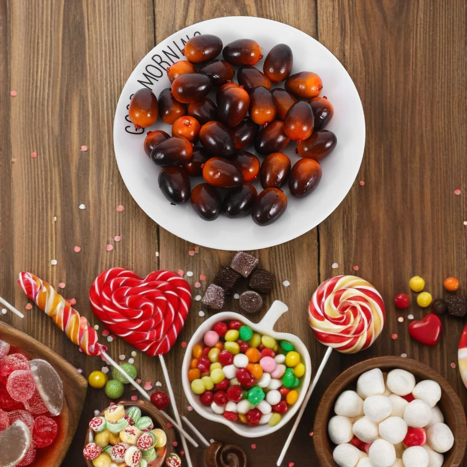 

50Pcs Artificial Olive Faux Fruit Decoration Realistic Home Kitchen Dining Room Farmhouse Vase Filler Table Centerpiece Photo