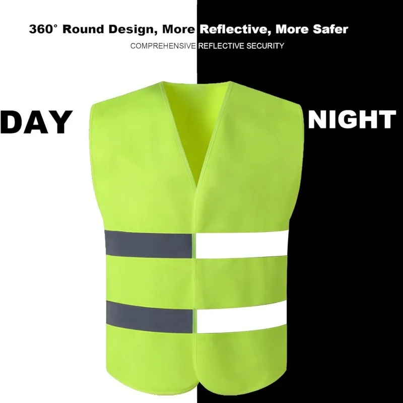 High Visibility Safety Vest - Construction Vest With 2 Reflective Stripes For Traffic Work, Running, Surveying And Guarding