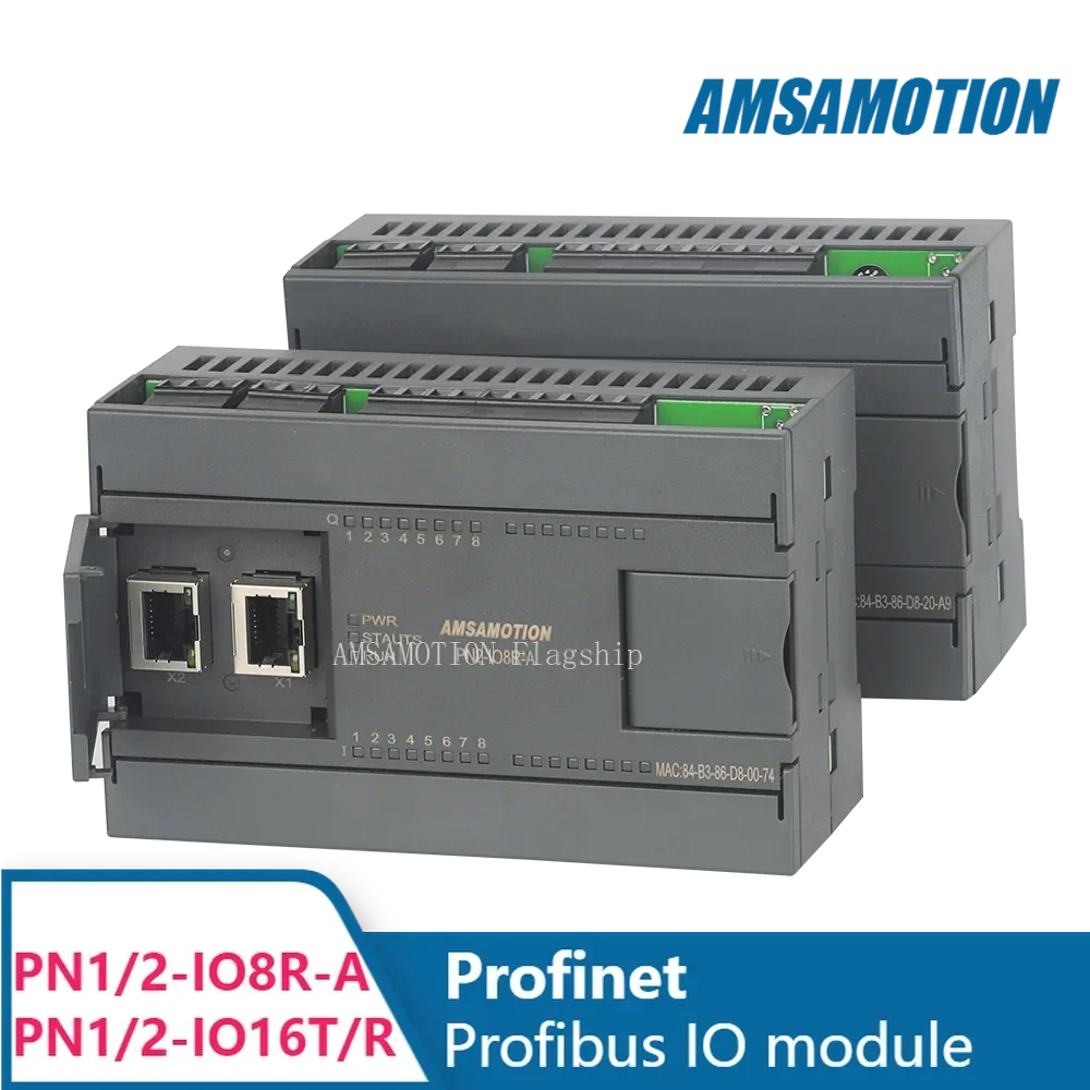 Amsamotion Profinet Ônibus Remoto Distribuído io Digital Módulo de Aquisição Sinal Expansão Analógica Pn1 Pn2-io8r-a 6ai 2ao Profibus
