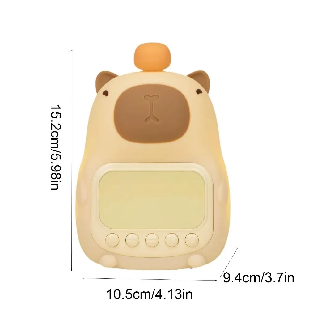 Cute Cartoon Capybara Alarm Clock USB Rechargeable Silicone Capybara Night Light ABS LED Bedside LED Clock Living Room
