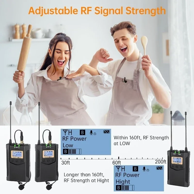 CVM-WM100PLUS الجديد - نظام ميكروفون لاسلكي احترافي UHF ميكروفون لاسلكي ذو طية صدر السترة مع تسجيل ثنائي القناة