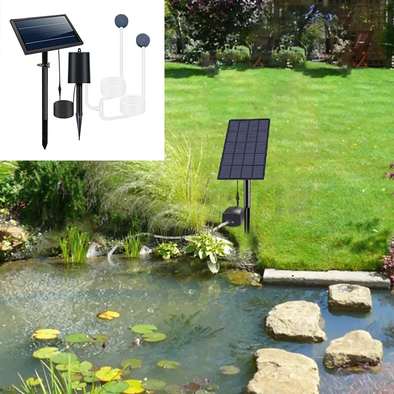 

Solar Oxygen Pump Outdoor Fish Pond 2.5W Direct Drive Battery Free Waterproof IP64 Aquatic Oxygen Booster Pump