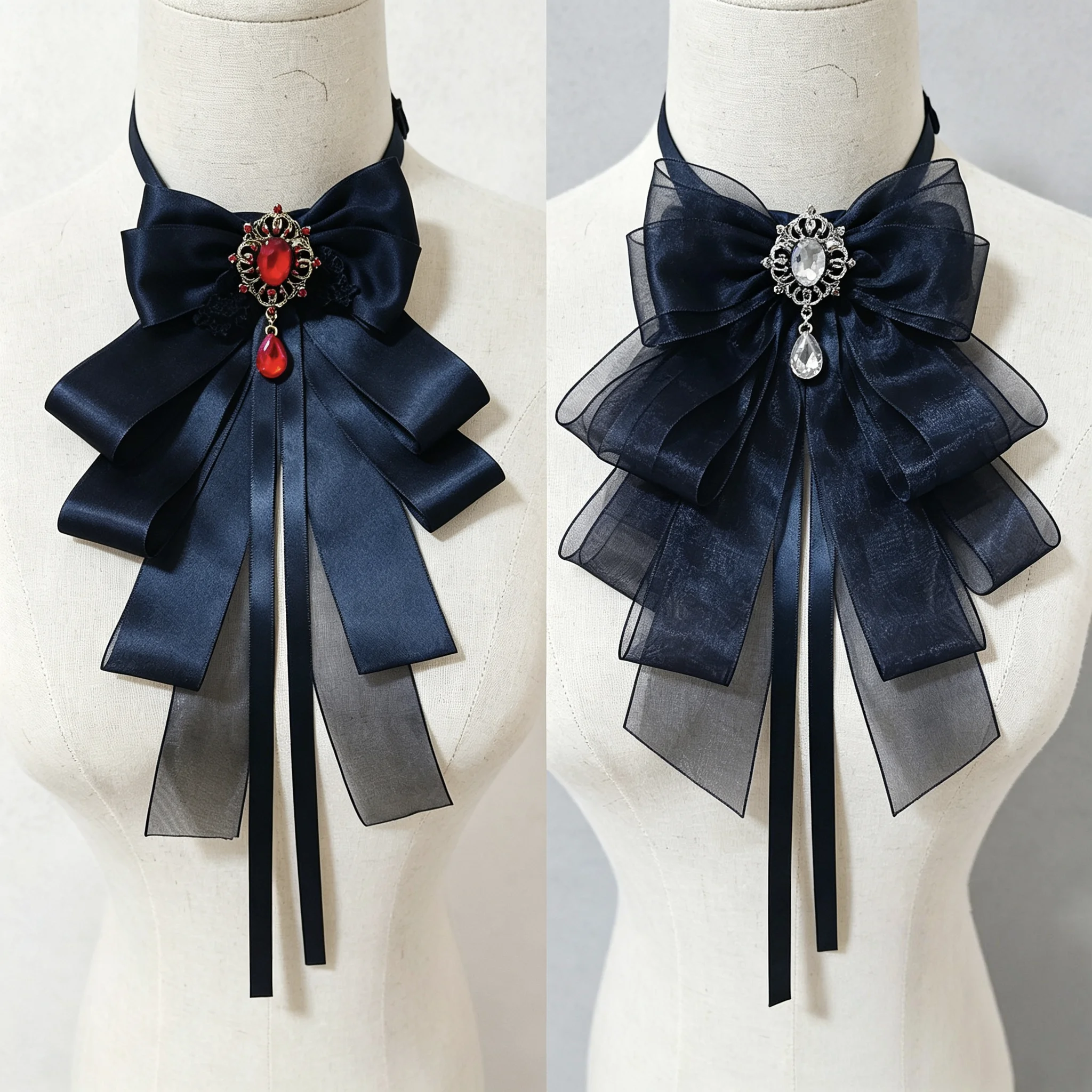 Original handmade organza high-end rhinestone bowbusiness banquetweddingshirttiechest flowerLolita accessoryhandmade luxury gift