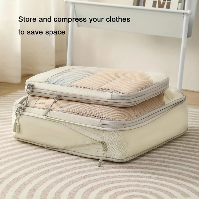 10Pcs Compressible Travel Luggage Organizers Portable Packing Cubes Clothes Shoes Toiletry Storage Bag Space-saving