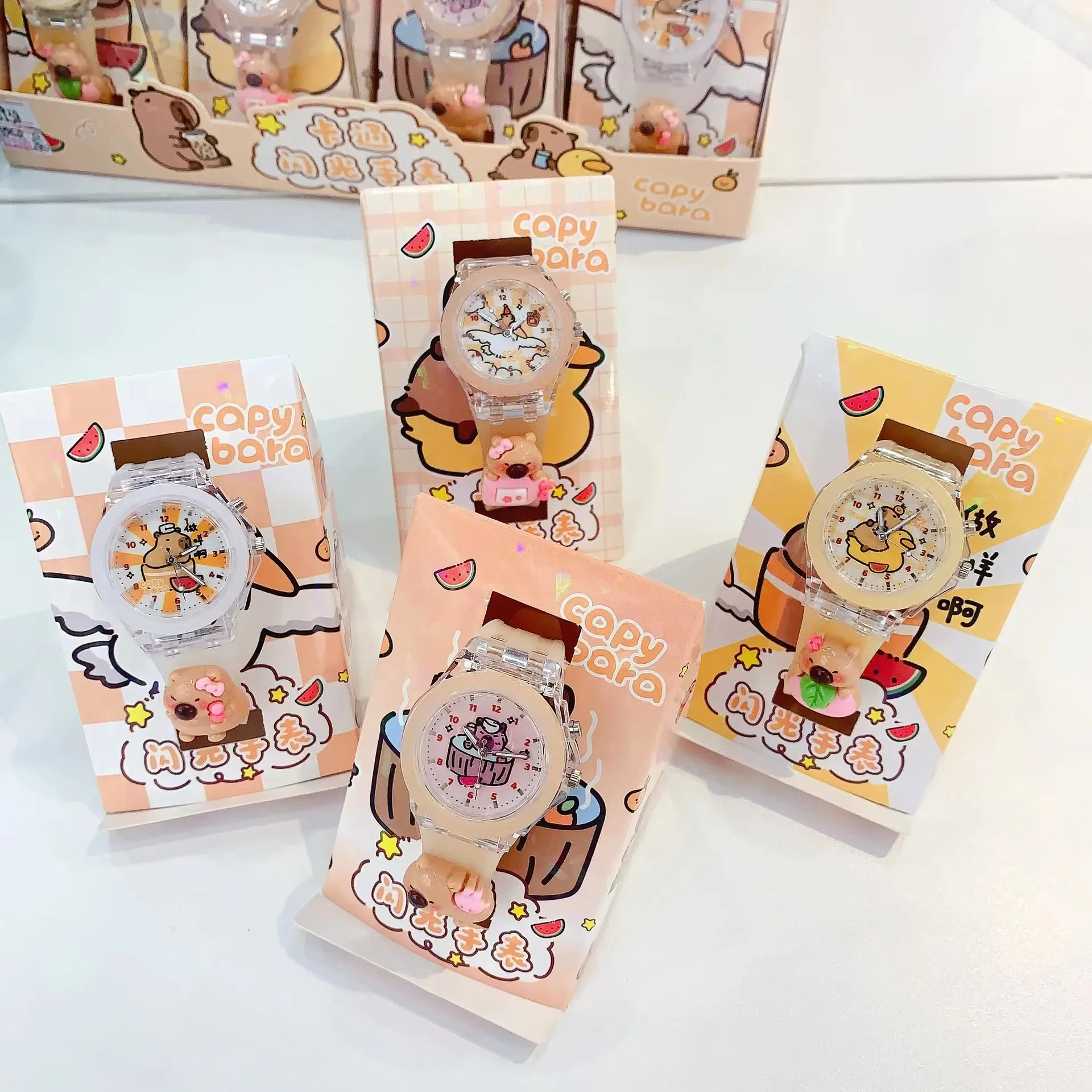 جديد كابيبارا كارتون ساعة ثلاثية الأبعاد كارتون هدايا أعياد ميلاد للأطفال فتاة قديمة صبي الأطفال وقت الدراسة لعبة ساعة بطارية احتياطية مجانية #1