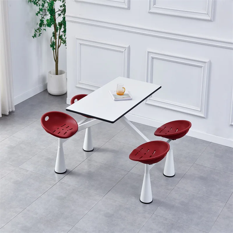 Factory Wholesale 4-Seat Dining Table and Chair School Staff Canteen Restaurant Snack Bar Round Stool Fast Food Table and Chair