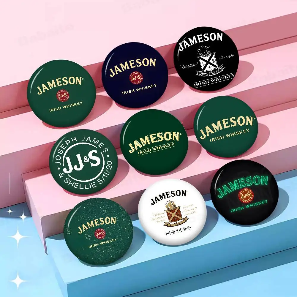 J-Jameson Logo Round Button Pins Slogan Creative Brooches Backpack Clothes Decoration Fashion Cartoon Jewelry Gifts