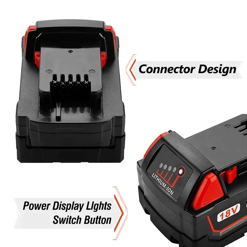 18V 12Ah for Milwaukee M18 Detachable Battery M18B6 XC Li-Ion 48-11-1860 48-11-1852 or Charger 48-11-1850 48-11-1840