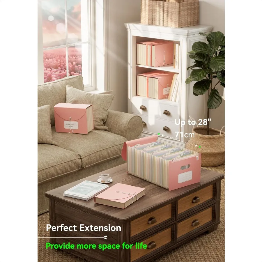 Органайзер для файлов-аккордеона, 26 карманов, расширяющаяся папка для файлов из пшеничной соломы, органайзер для ежемесячных квитанций счетов, AZ Tabs 100, возврат без BPA