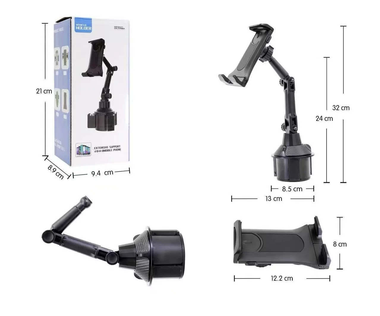 Car Tablet Stand Cup Slot 360 Adjustable Smartphone Holder 270 Tilt Bar Triangular Base Mount SUV Tools