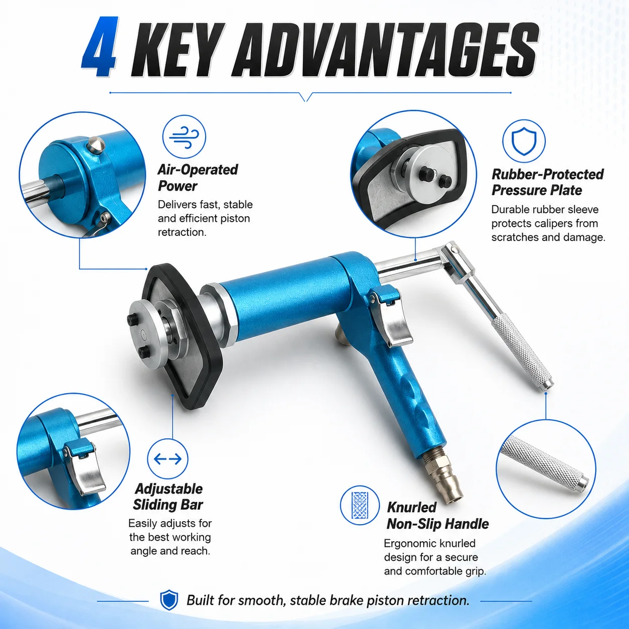 Pneumatic Disc Brake Piston Compressor Tool Air Operated Caliper Press for Car Brake Pad ReplacementGarage RepairMaintenance Use