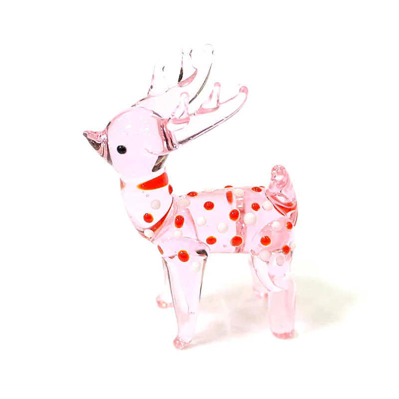 

Custom Cute Christmas Deer Glass Figurine Xmas Home Decor Craft Ornament Display Table Reindeer Elk Animal Miniatures Kids Gifts