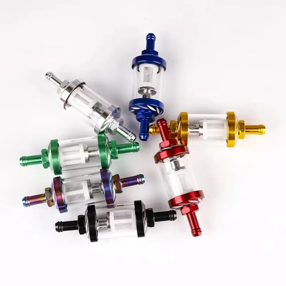 Universal Motorcycle Fuel Filter CNC Aluminum Alloy Gasoline Fuel Gas Filter 8mm Motor Oil Filters