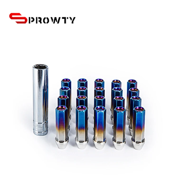 SPROWTY  20pcs Wheel Lug Nuts M12x1.5 / M12x1.25 / M14x1.5 / 1/2-20 Thread 45mm Height T304 Stainless Steel for Car Modification