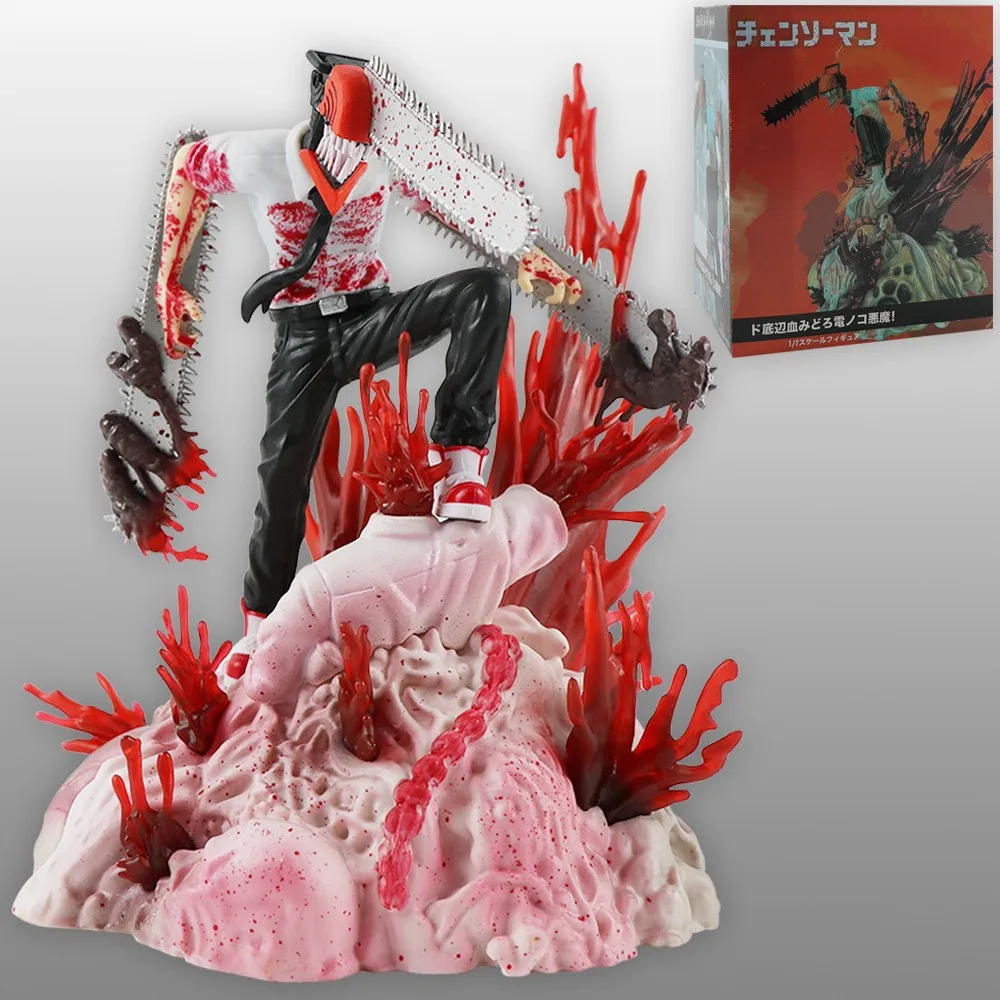 

Chainsaw Man Denji & Pochita Scene Figurine - Devil Hunter Collectible Model, Desktop Anime Game Merch Ornament