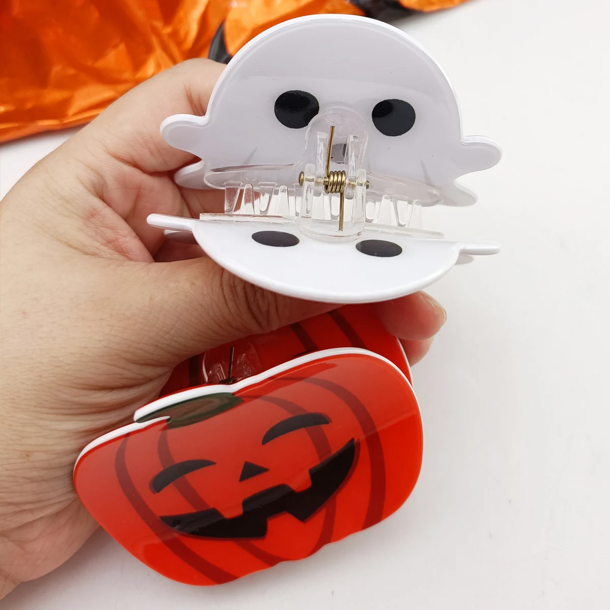 1PCS Halloween Haar Zubehör Geist Haar Clip für Frauen Mädchen Rote Hörner Haarnadel Schädel Klaue Y2K Gothic Haar schmuck – Detail 10