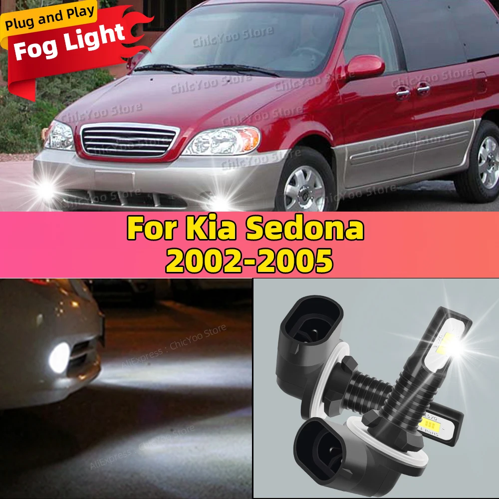 20000LM Auto Fog Lamps Canbus Car Fog Lights 6000K White 12V For Kia Sedona 2002 2003 2004 2005 5-Minute Installation