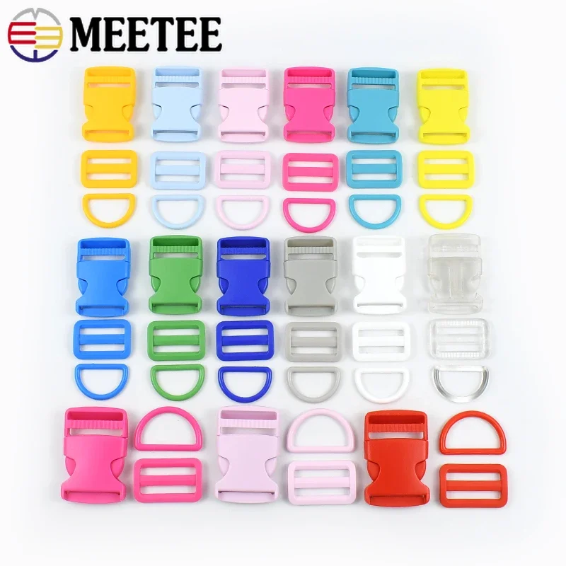 10/20Sets 32/38mm Webbing Belt Release Buckle Plastic D Ring Hook Ribbon Strap Tri-Glide Slider Clasp Sewing Trimming Accessorie