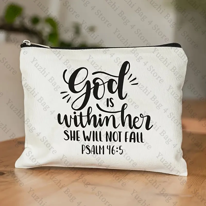 Be The Light Pattern Religious Gifts Church Canvas Makeup Bag God Illustration Funny Cosmetics Pouch Christian Gifts for Women