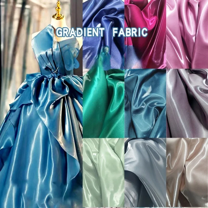 

3/5/10yard Polyester Fiber Super Bright Liquid Reflective Mercerized Satin Fabric By Yard Silky Dress Suit Trench Coat Designer