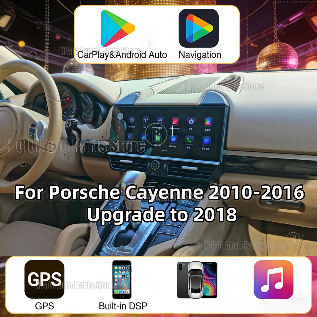 

12.3-дюймовый автомобильный радиоприемник Android 14 с GPS-навигацией, 4G, Wi-Fi, стереосистемой для Porsche Cayenne, мультимедийный видеоплеер с CarPlay, 2010-2017 гг.