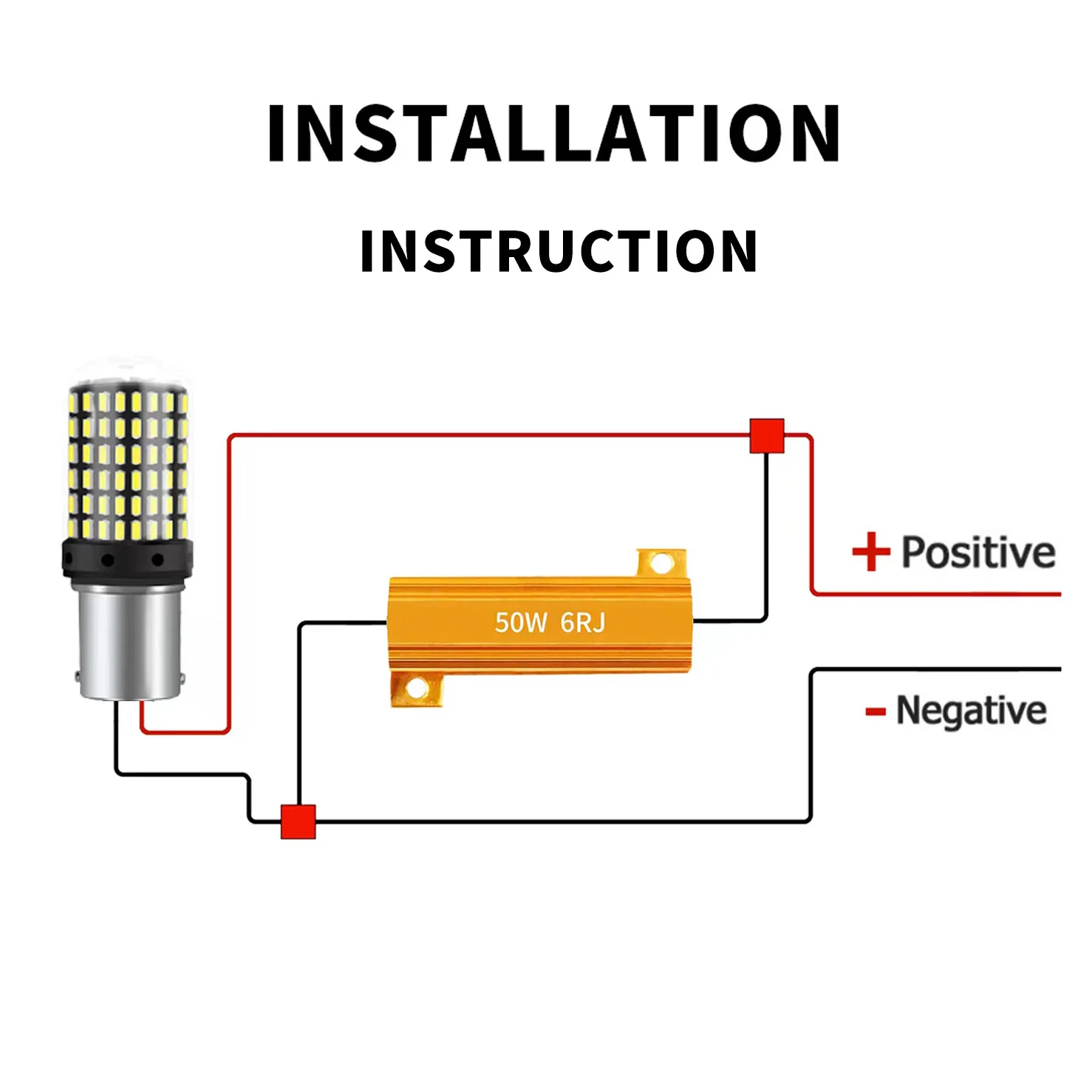 2PCS 6Ohm 50W Load Resistor Canbus Anti-Flashing Decoder For Daytime Running LED Bulb Reverse Light Turn Signal Fog Lamp image 5